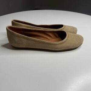 Zodiac Cognac Suede Ballet Flats Size 10 Minimalist Classic Slip On Shoes